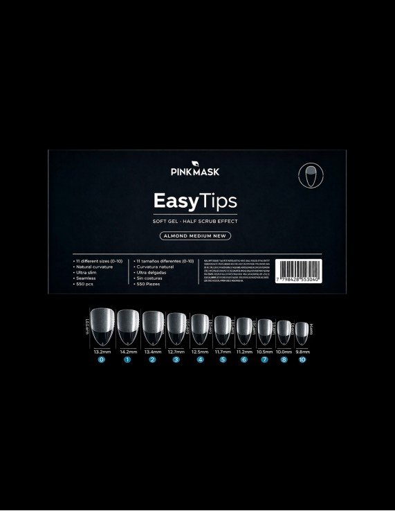 PINK MASK Easy Tips - Almond Medium New