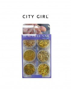 CITY GIRL GLITTER GOLD x6