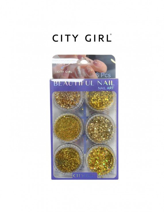 CITY GIRL GLITTER GOLD x6