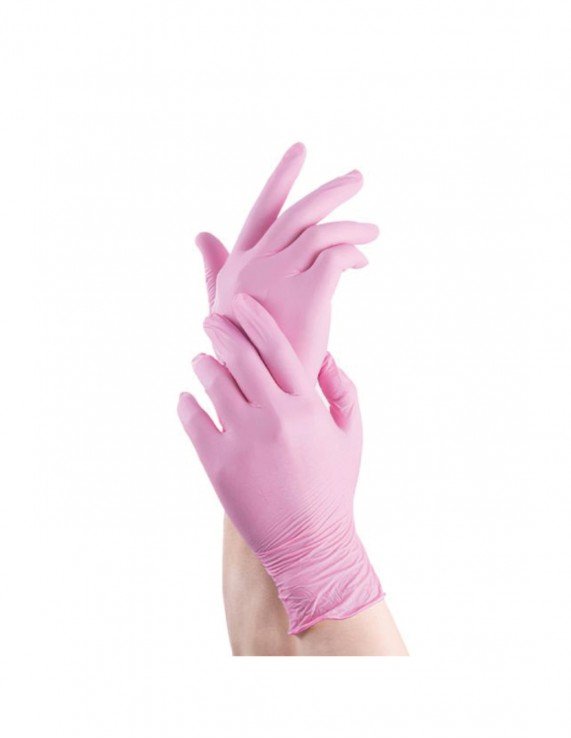 GUANTES DE NITRILO ROSA 100pcs